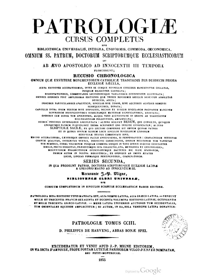 Phillippus De Harveng - Opera Omnia (PL 203)